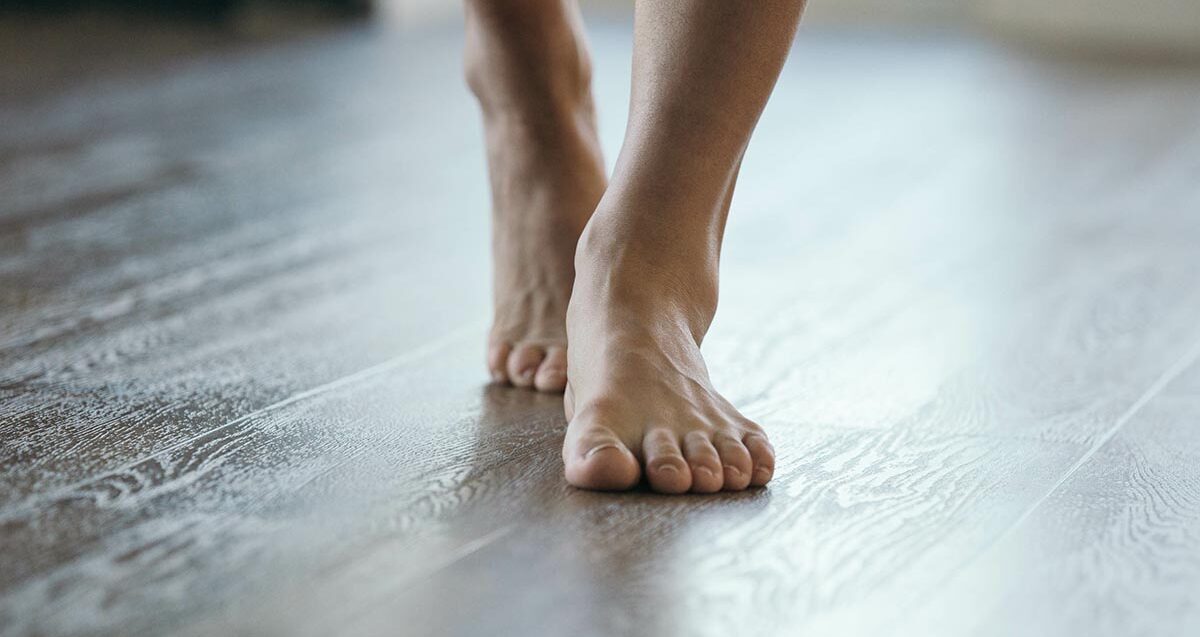 Bare feet on heated floor